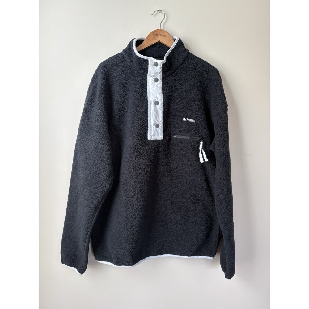 NWT Columbia Men's Helvetia Half Snap Fleece - Black MEDIUM